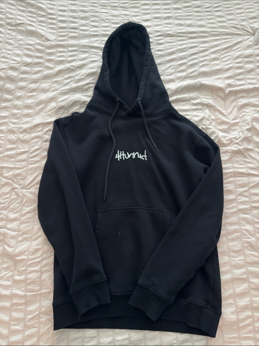 Black Pullover Hoodie with Script Logo - 4Hunnid